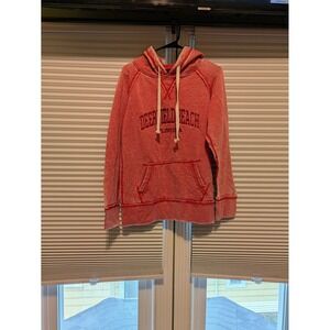 Basix of America Deerfield Beach Florida Acid Wash Hoodie Red Small